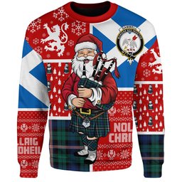 ScotsTee Shop Scottish Gammell Modern Clan Badge Tartan Ugly Christmas Knitted Sweater Scotland Christmas Santa