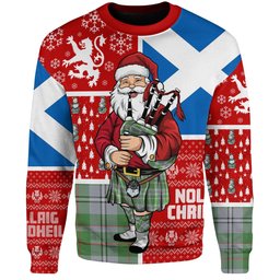 ScotsTee Shop Scottish Irvine of Glentulchan Modern Clan Badge Tartan Ugly Christmas Knitted Sweater Scotland Christmas Santa