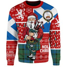 ScotsTee Shop Scottish Lauder Ancient Clan Badge Tartan Ugly Christmas Knitted Sweater Scotland Christmas Santa