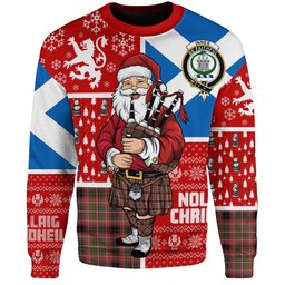 ScotsTee Shop Scottish Innes of Cowie Ancient Clan Badge Tartan Ugly Christmas Knitted Sweater Scotland Christmas Santa