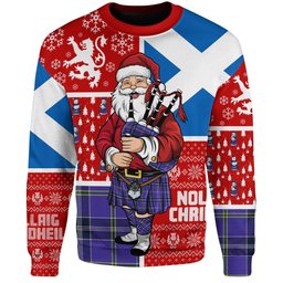 ScotsTee Shop Scottish Jackson Modern Clan Badge Tartan Ugly Christmas Knitted Sweater Scotland Christmas Santa