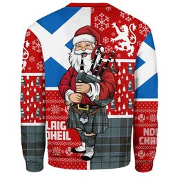 ScotsTee Shop Scottish Innes (Georgina) Weathered Clan Badge Tartan Ugly Christmas Knitted Sweater Scotland Christmas Santa