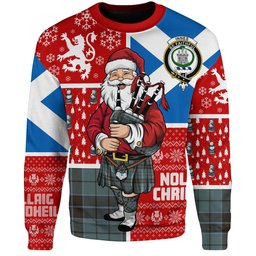 ScotsTee Shop Scottish Innes (Georgina) Weathered Clan Badge Tartan Ugly Christmas Knitted Sweater Scotland Christmas Santa