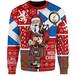 ScotsTee Shop Scottish Lumsden Waistcoat Ancient Clan Badge Tartan Ugly Christmas Knitted Sweater Scotland Christmas Santa