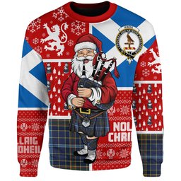 ScotsTee Shop Scottish Knox Clan Badge Tartan Ugly Christmas Knitted Sweater Scotland Christmas Santa