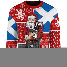 ScotsTee Shop Scottish MacBride Weathered Clan Badge Tartan Ugly Christmas Knitted Sweater Scotland Christmas Santa