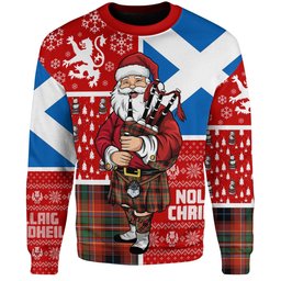 ScotsTee Shop Scottish Innes Red Ancient Clan Badge Tartan Ugly Christmas Knitted Sweater Scotland Christmas Santa