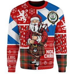 ScotsTee Shop Scottish Innes Red Ancient Clan Badge Tartan Ugly Christmas Knitted Sweater Scotland Christmas Santa