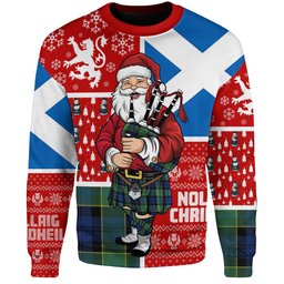 ScotsTee Shop Scottish Hogarth Modern Clan Badge Tartan Ugly Christmas Knitted Sweater Scotland Christmas Santa