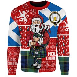 ScotsTee Shop Scottish Hogarth Modern Clan Badge Tartan Ugly Christmas Knitted Sweater Scotland Christmas Santa