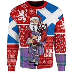 ScotsTee Shop Scottish Jackson Ancient Clan Badge Tartan Ugly Christmas Knitted Sweater Scotland Christmas Santa