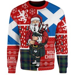 ScotsTee Shop Scottish MacAinsh Modern Clan Badge Tartan Ugly Christmas Knitted Sweater Scotland Christmas Santa