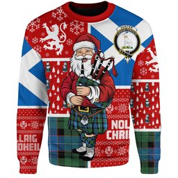 ScotsTee Shop Scottish Hunter (Michael) Ancient Clan Badge Tartan Ugly Christmas Knitted Sweater Scotland Christmas Santa