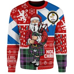 ScotsTee Shop Scottish Lennie Ancient Clan Badge Tartan Ugly Christmas Knitted Sweater Scotland Christmas Santa