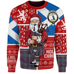 ScotsTee Shop Scottish MacAinsh Weathered Clan Badge Tartan Ugly Christmas Knitted Sweater Scotland Christmas Santa