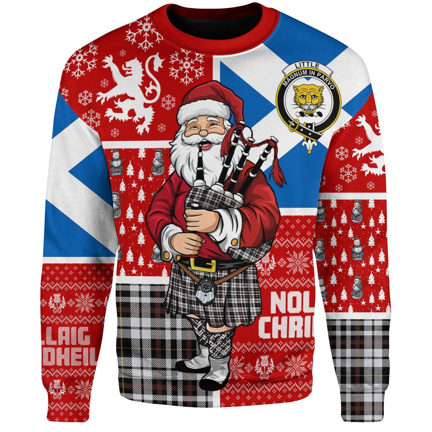 ScotsTee Shop Scottish Little Arisaid Modern Clan Badge Tartan Ugly Christmas Knitted Sweater Scotland Christmas Santa