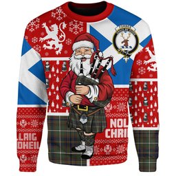 ScotsTee Shop Scottish Forbes of Druinnor Modern Clan Badge Tartan Ugly Christmas Knitted Sweater Scotland Christmas Santa