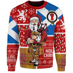 ScotsTee Shop Scottish MacBrair Weathered Clan Badge Tartan Ugly Christmas Knitted Sweater Scotland Christmas Santa