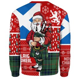 ScotsTee Shop Scottish Lauder Modern Clan Badge Tartan Ugly Christmas Knitted Sweater Scotland Christmas Santa
