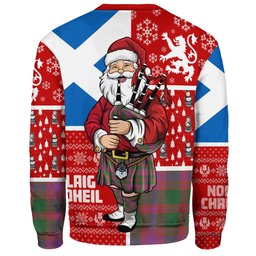 ScotsTee Shop Scottish Logan Light Ancient Clan Badge Tartan Ugly Christmas Knitted Sweater Scotland Christmas Santa