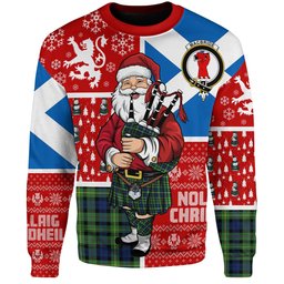 ScotsTee Shop Scottish MacBride Modern Clan Badge Tartan Ugly Christmas Knitted Sweater Scotland Christmas Santa