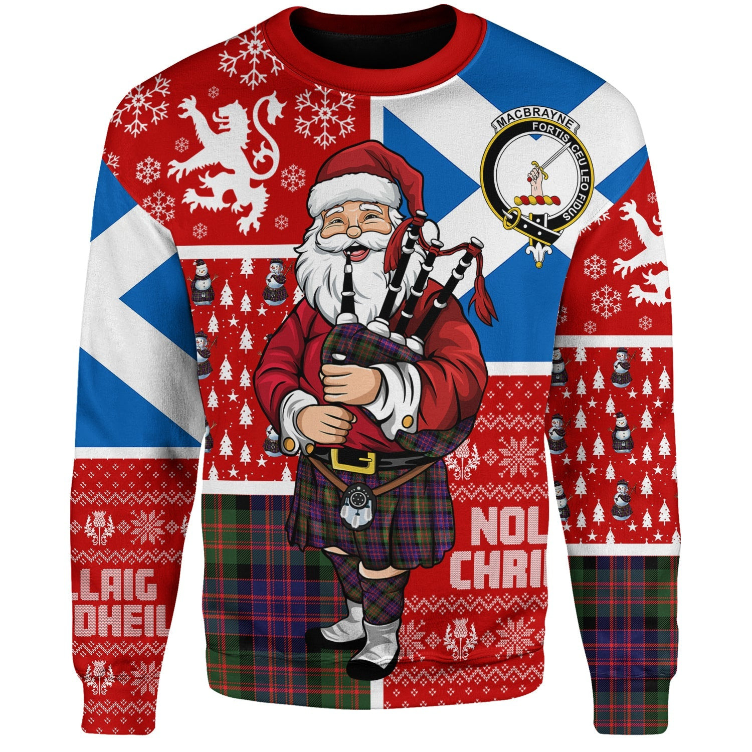 ScotsTee Shop Scottish MacBrayne Clan Badge Tartan Ugly Christmas Knitted Sweater Scotland Christmas Santa