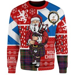 ScotsTee Shop Scottish MacBrayne Clan Badge Tartan Ugly Christmas Knitted Sweater Scotland Christmas Santa