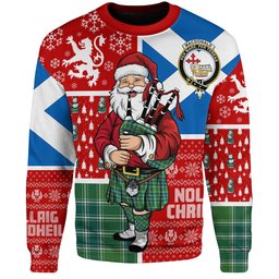 ScotsTee Shop Scottish MacDonald Lord of the Isles; Hunting Ancient Clan Badge Tartan Ugly Christmas Knitted Sweater Scotland Christmas Santa