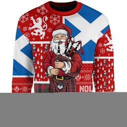 ScotsTee Shop Scottish MacDonald of Boisdale (Donald Boisdale) Modern Clan Badge Tartan Ugly Christmas Knitted Sweater Scotland Christmas Santa