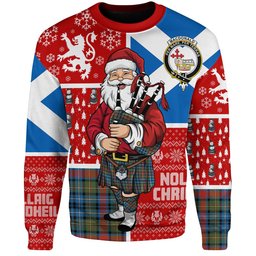 ScotsTee Shop Scottish MacDonald of P.E. Island (Donald of P.E. Island) Ancient Clan Badge Tartan Ugly Christmas Knitted Sweater Scotland Christmas Santa
