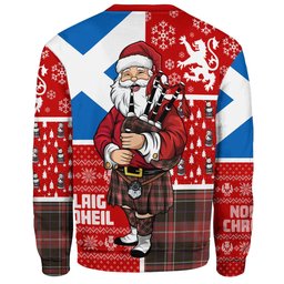 ScotsTee Shop Scottish MacDonald Sir John A (Donald Sir John A) Weathered Clan Badge Tartan Ugly Christmas Knitted Sweater Scotland Christmas Santa