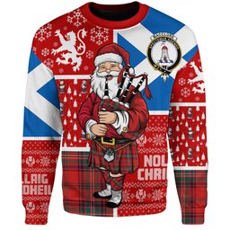 ScotsTee Shop Scottish MacClure Modern Clan Badge Tartan Ugly Christmas Knitted Sweater Scotland Christmas Santa