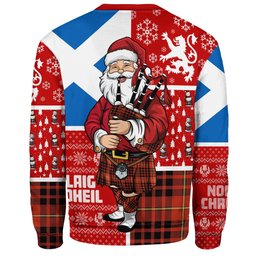 ScotsTee Shop Scottish MacDonald of Ardnamurchan (Donald of Ardnamurchan) Ancient Clan Badge Tartan Ugly Christmas Knitted Sweater Scotland Christmas Santa