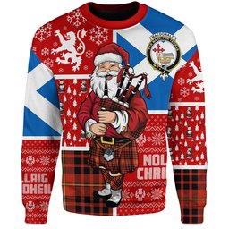 ScotsTee Shop Scottish MacDonald of Ardnamurchan (Donald of Ardnamurchan) Ancient Clan Badge Tartan Ugly Christmas Knitted Sweater Scotland Christmas Santa