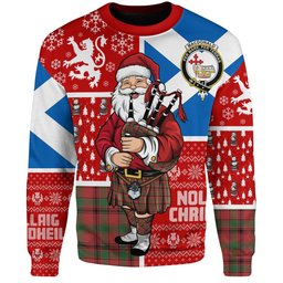ScotsTee Shop Scottish MacDonald of Aird & Valley (Donald of Aird & Valley) Ancient Clan Badge Tartan Ugly Christmas Knitted Sweater Scotland Christmas Santa