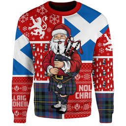 ScotsTee Shop Scottish MacCallum of Berwick Modern Clan Badge Tartan Ugly Christmas Knitted Sweater Scotland Christmas Santa