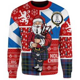 ScotsTee Shop Scottish MacCallum of Berwick Modern Clan Badge Tartan Ugly Christmas Knitted Sweater Scotland Christmas Santa