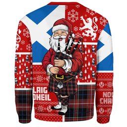ScotsTee Shop Scottish MacDonald Sir John A (Donald Sir John A) Modern Clan Badge Tartan Ugly Christmas Knitted Sweater Scotland Christmas Santa