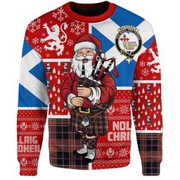 ScotsTee Shop Scottish MacDonald Sir John A (Donald Sir John A) Ancient Clan Badge Tartan Ugly Christmas Knitted Sweater Scotland Christmas Santa