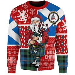 ScotsTee Shop Scottish MacNeil of Barra Old (MacNeill Old) Ancient Clan Badge Tartan Ugly Christmas Knitted Sweater Scotland Christmas Santa