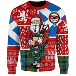 ScotsTee Shop Scottish MacLeod of Skeabost Ancient Clan Badge Tartan Ugly Christmas Knitted Sweater Scotland Christmas Santa