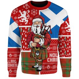ScotsTee Shop Scottish MacGregor (Gregor) Ancient Clan Badge Tartan Ugly Christmas Knitted Sweater Scotland Christmas Santa