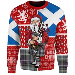 ScotsTee Shop Scottish MacKellar Weathered Clan Badge Tartan Ugly Christmas Knitted Sweater Scotland Christmas Santa