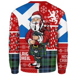 ScotsTee Shop Scottish MacIsaac Modern Clan Badge Tartan Ugly Christmas Knitted Sweater Scotland Christmas Santa