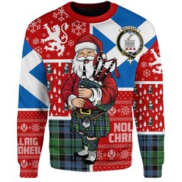 ScotsTee Shop Scottish MacIsaac Modern Clan Badge Tartan Ugly Christmas Knitted Sweater Scotland Christmas Santa