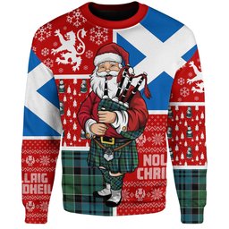 ScotsTee Shop Scottish MacIsaac Ancient Clan Badge Tartan Ugly Christmas Knitted Sweater Scotland Christmas Santa