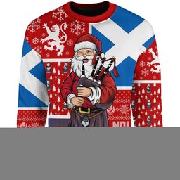 ScotsTee Shop Scottish MacIntyre of Littleport Modern Clan Badge Tartan Ugly Christmas Knitted Sweater Scotland Christmas Santa