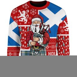 ScotsTee Shop Scottish MacLeod of California Ancient Clan Badge Tartan Ugly Christmas Knitted Sweater Scotland Christmas Santa