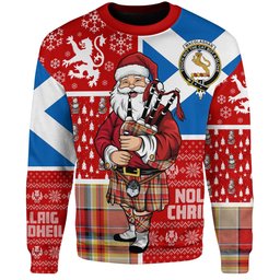 ScotsTee Shop Scottish MacGlashan Modern Clan Badge Tartan Ugly Christmas Knitted Sweater Scotland Christmas Santa