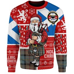 ScotsTee Shop Scottish MacLeod of Assynt Weathered Clan Badge Tartan Ugly Christmas Knitted Sweater Scotland Christmas Santa